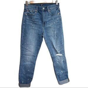 GAP DENIM‎ TRUE SKINNY HIGH RISE PAINT/ INK SPLASHED DISTRESSED SIZE 4/27R